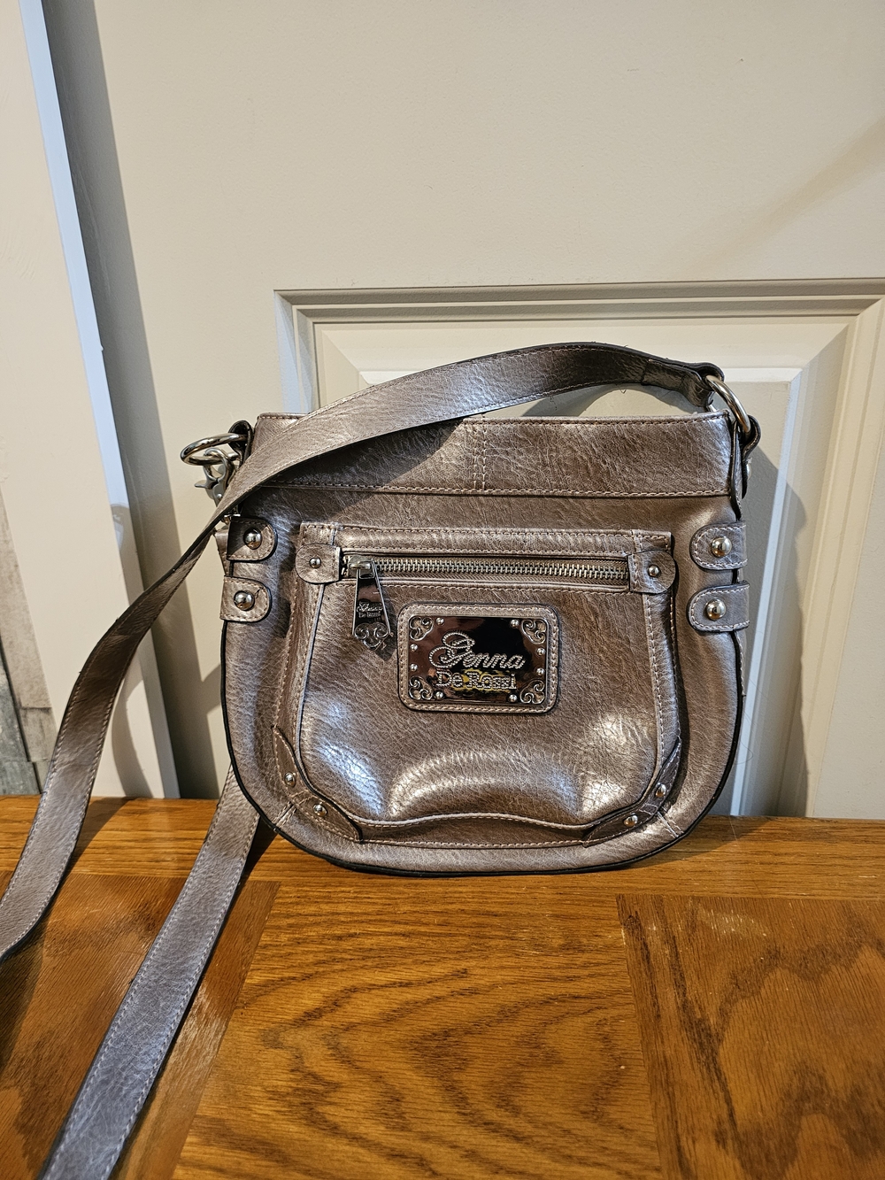 Genna De Rossi Metallic Taupe Crossbody Bag